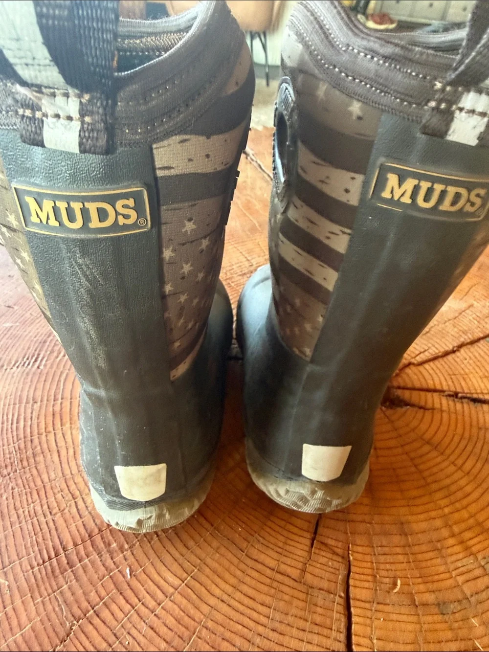Kids Black Star-Stripe Waterproof Pull-On Boots